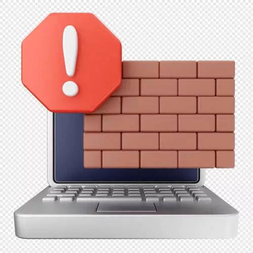 فایل PSD فایروال هشدار محافظت امنیتی سه‌بعدی 29868