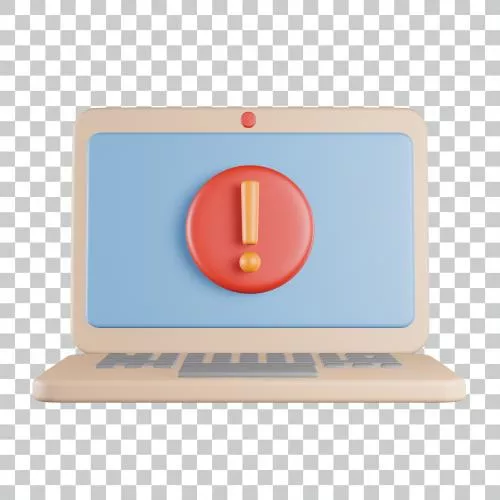 فایل PSD آیکون سه بعدی لپ‌تاپ با علامت تعجب خطا 29880