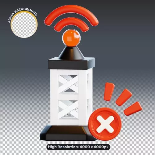 فایل PSD آیکون برج سیگنال بدون وای فای سه بعدی 29888