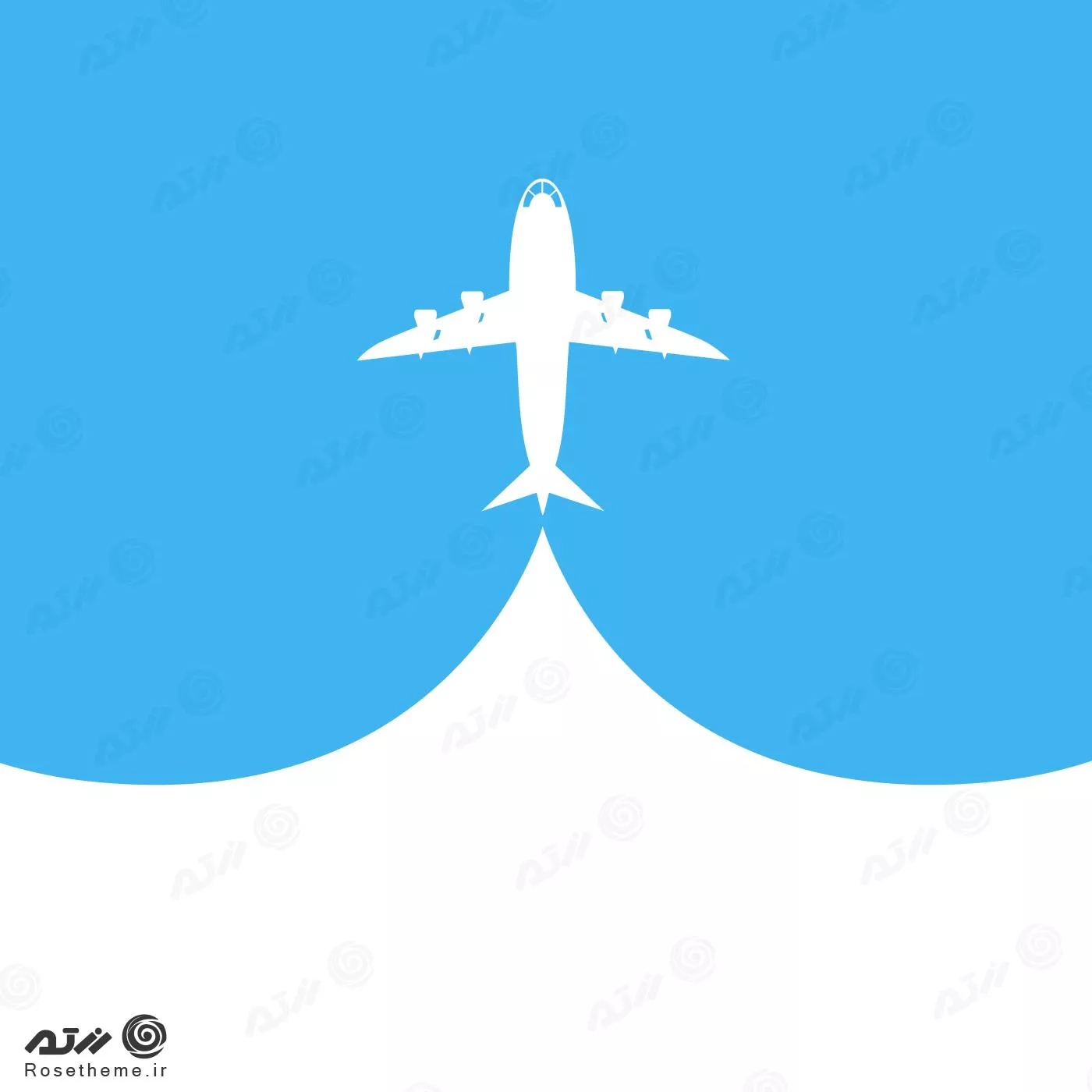 وکتور EPS لایه باز طرح گرافیکی هواپیما در آسمان با تم سفید و آبی 21978