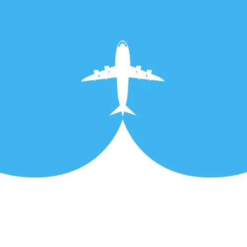 وکتور EPS لایه باز طرح گرافیکی هواپیما در آسمان با تم سفید و آبی 21978