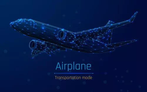 وکتور EPS لایه باز طرح گرافیکی هواپیما با تم سرمه ای 21992