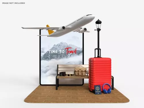 فایل رایگان لایه باز PSD هواپیما و چمدان مناسب تبلیغ آژانس هواپیمایی 21996