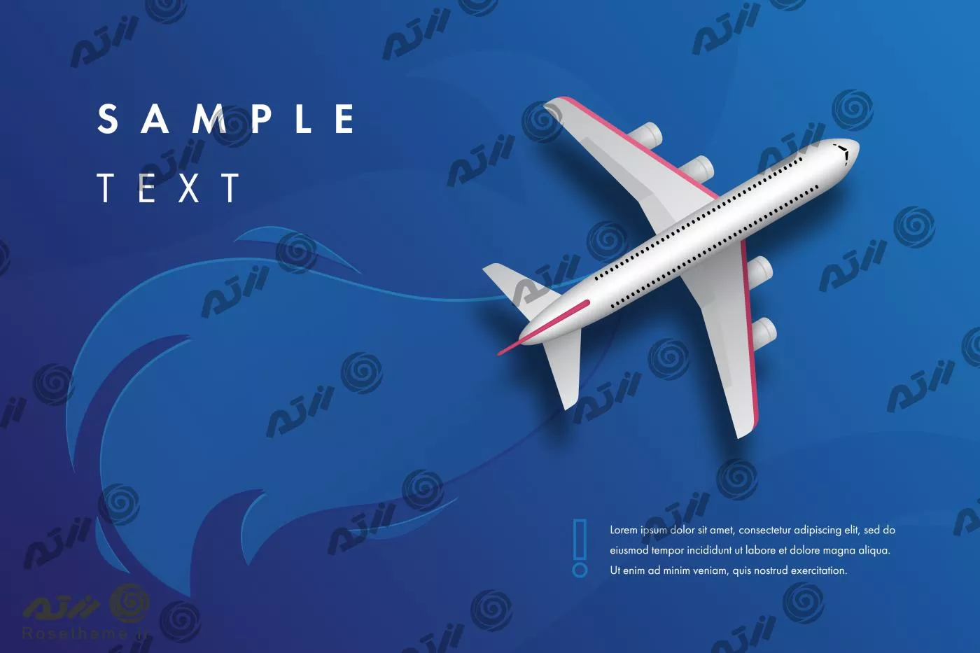 وکتور EPS لایه باز طرح گرافیکی هواپیما با پس زمینه آبی مناسب بنر وبسایت یا پوستر تبلیغاتی 21999