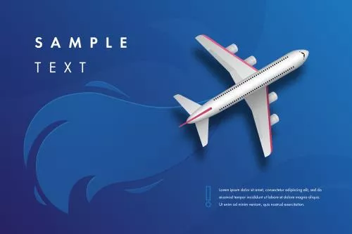وکتور EPS لایه باز طرح گرافیکی هواپیما با پس زمینه آبی مناسب بنر وبسایت یا پوستر تبلیغاتی 21999