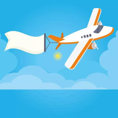 وکتور EPS لایه باز طرح گرافیکی هواپیما سفید و نارنجی در آسمان 22013