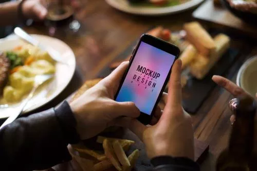 موکاپ موبایل با پس زمینه رستوران 22056