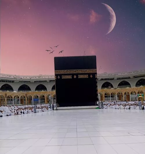 عکس با کیفیت مسلمانان در حال نماز خواندن در کنار کعبه حج عمره 30829