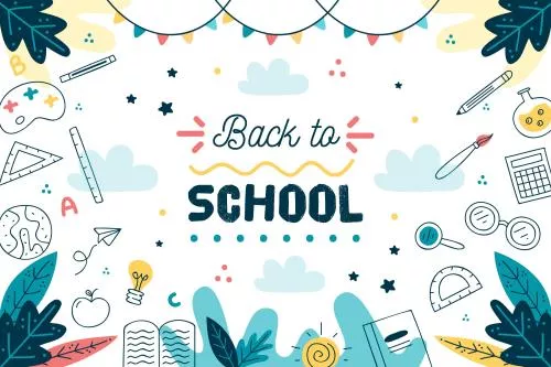 وکتور EPS و Ai لایه باز بازگشت به مدرسه به همراه لوازم تحریر مناسب بنر یا پوستر 22149