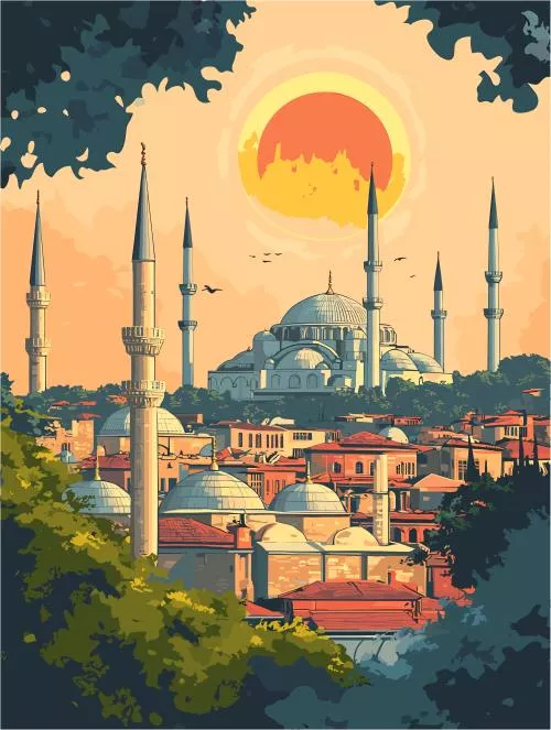 وکتور EPS ویگنت انتزاعی استانبول با عناصر گرافیکی ساده 31009