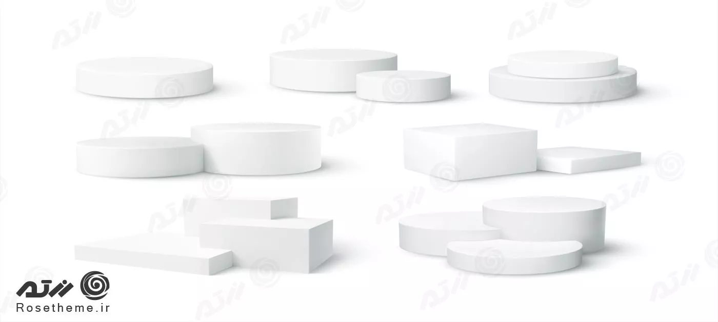 مجموعه ای رایگان از وکتور سکوی های سه بعدی سفید خالی جدا شده در پس زمینه سفید فایل EPS لایه باز 22262