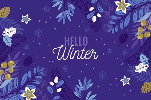 وکتور EPS و Ai لایه باز از زمستان و دانه های برف و گل و گیاه ها بنفش و جا برای نوشتن مناسب بنر و پوستر  22276