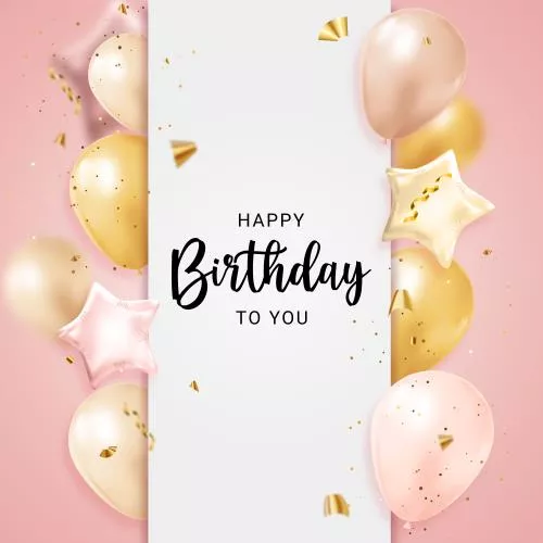 وکتور EPS لایه باز تبریک تولد (تولدت مبارک) به همراه بادکنک های رنگی با پس زمینه صورتی کمرنگ 21675