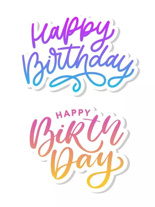 وکتور EPS لایه باز تبریک تولد (تولدت مبارک) به صورت نوشتاری و رنگی 21691