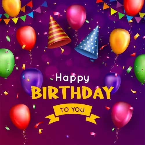 وکتور EPS لایه باز تبریک تولد (تولدت مبارک) به همراه بادکنک و کلاه های رنگی 21694