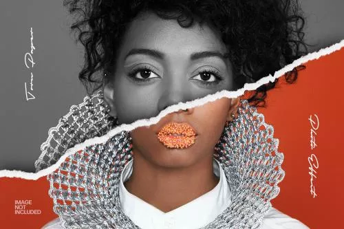 افکت فتوشاپ جلوه عکس لبه های کاغذ پاره شده فایل PSD 21708