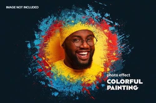 افکت رایگان عکس رنگارنگ با رنگ های پاشیده شده فایل PSD لایه باز 21713