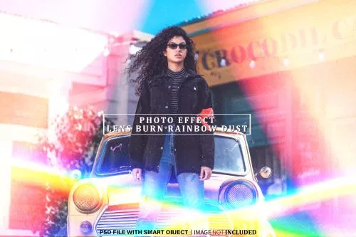 افکت فتوشاپ عکس گرد و غبار رنگین کمان فایل PSD لایه باز 21722