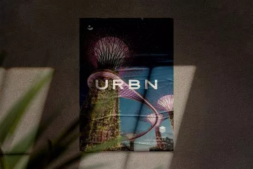 موکاپ PSD پوستر روی دیوار با چسبیده شده با چسب فایل لایه باز قابل ویرایش با فتوشاپ 21742