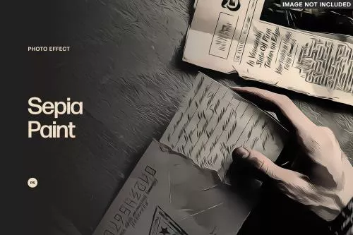 افکت فتوشاپ عکس رنگ سپیا رنگ های اکریلیک فایل PSD لایه باز 21744