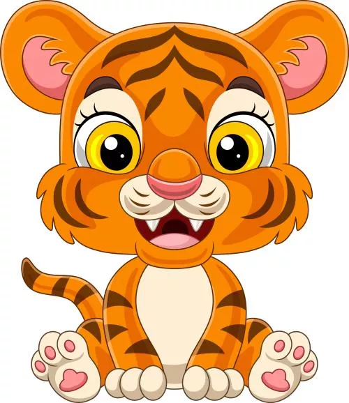 وکتور کودکانه ببر کارتونی جدا شده از پس زمینه فایل EPS لایه باز 21815