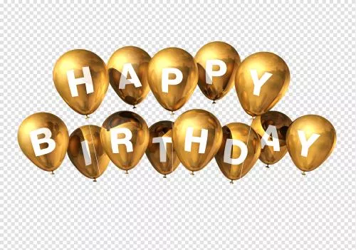 فایل PSD لایه باز تبریک تولد (تولدت مبارک) شامل بادکنک های طلایی 21790