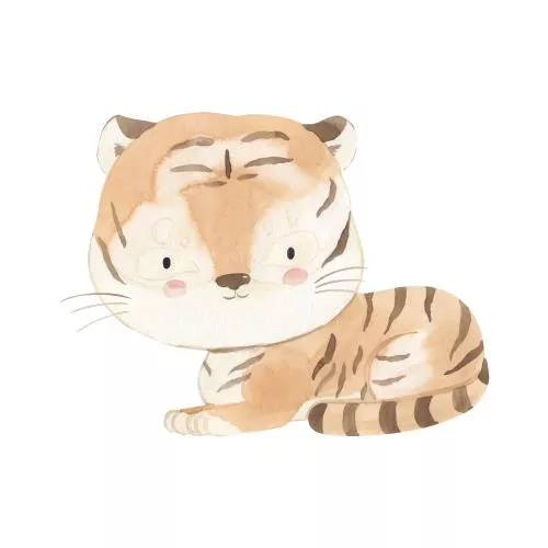 وکتور ببر کارتونی و آبرنگی در حالت نشسته فایل EPS لایه باز 21844