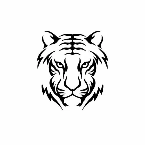 وکتور خطی صورت ببر از زاویه روبه رو فایل EPS لایه باز 21855