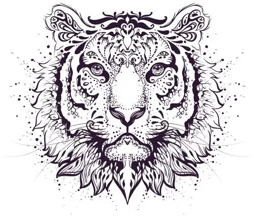 وکتور نقاشی دیجیتال و طرح گرافیکی صورت ببر فایل EPS لایه باز 21858