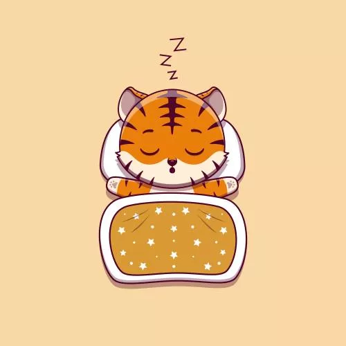 وکتور رایگان ببر کارتونی و بامزه درحال خوابیدن فایل EPS لایه باز 21867