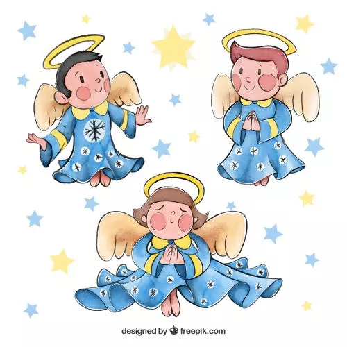 مجموعه وکتور آبرنگی فرشته کودکانه فایل EPS و Ai لایه باز 21888