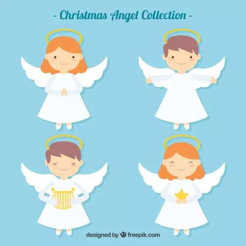 وکتور رایگان فرشته کودکانه درحالت های مختلف به همراه فایل EPS و Ai لایه باز 21893