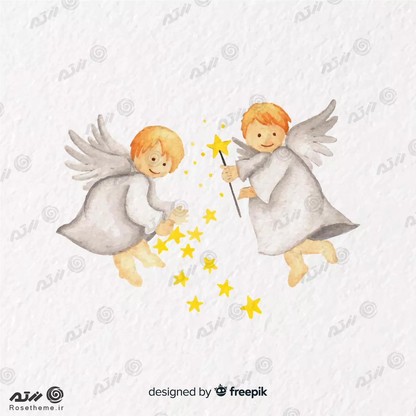 وکتور فرشته کودکانه درحال ریختن ستاره فایل EPS و Ai لایه باز 21896