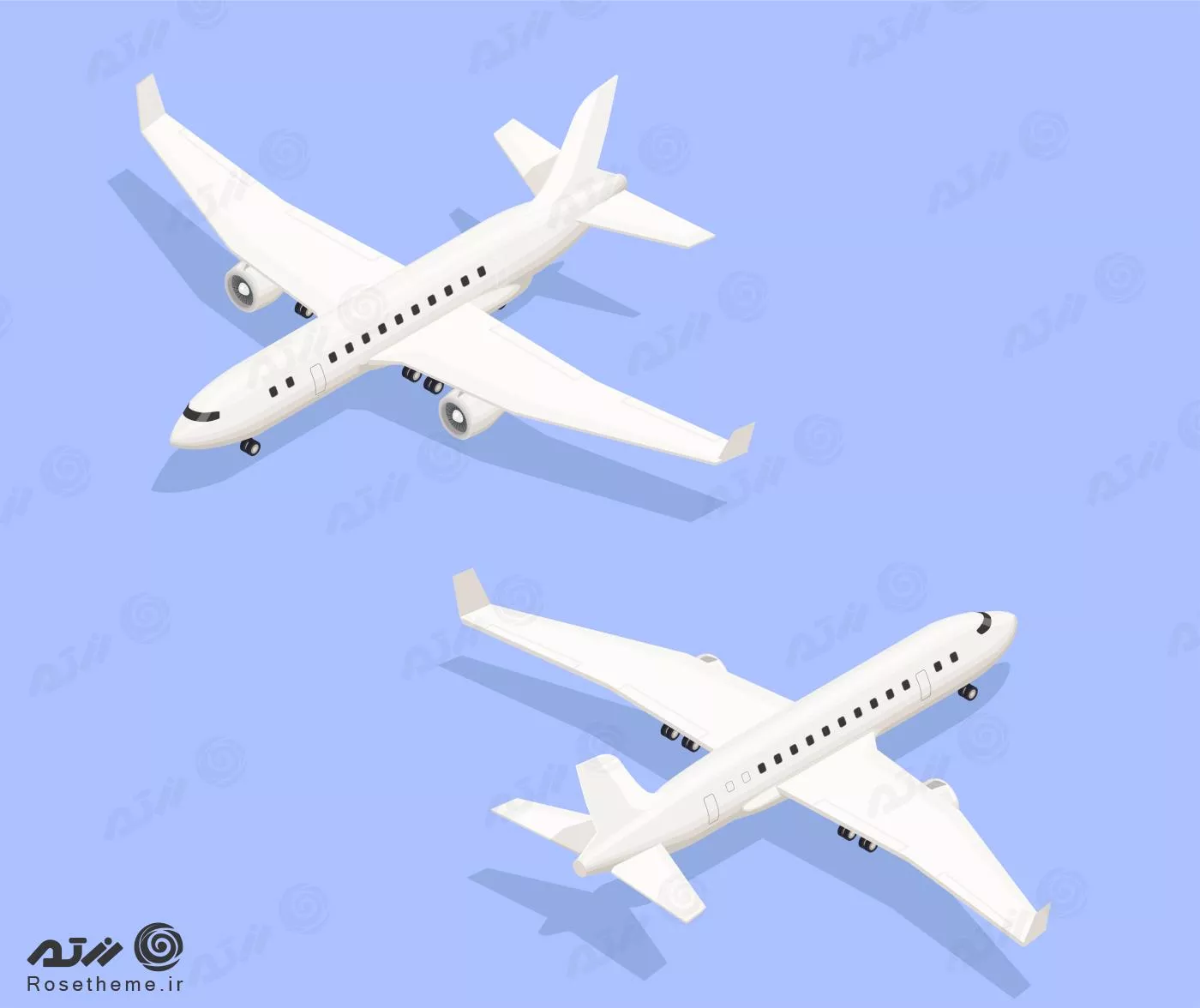 وکتور رایگان EPS لایه باز طرح گرافیکی 2 هواپیما بر روی سطح آبی رنگ 21903