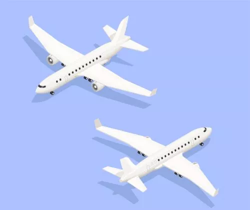 وکتور رایگان EPS لایه باز طرح گرافیکی 2 هواپیما بر روی سطح آبی رنگ 21903