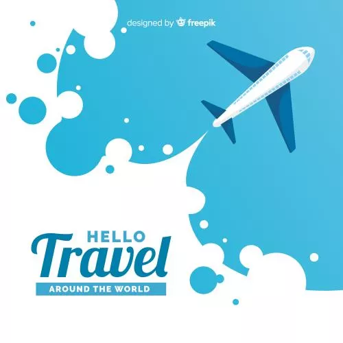 وکتور EPS و Ai لایه باز طرح گرافیکی هواپیما مناسب بنر یا پوستر یا تبلیغ آژانس هواپیمایی 21906