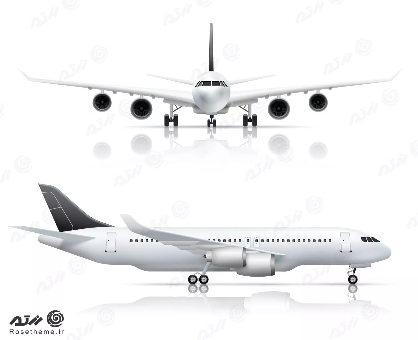 وکتور رایگان EPS لایه باز طرح گرافیکی هواپیما از ۲ زاویه مختلف 21909