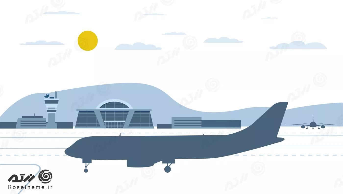 وکتور EPS لایه باز طرح گرافیکی هواپیما در فرودگاه  21913
