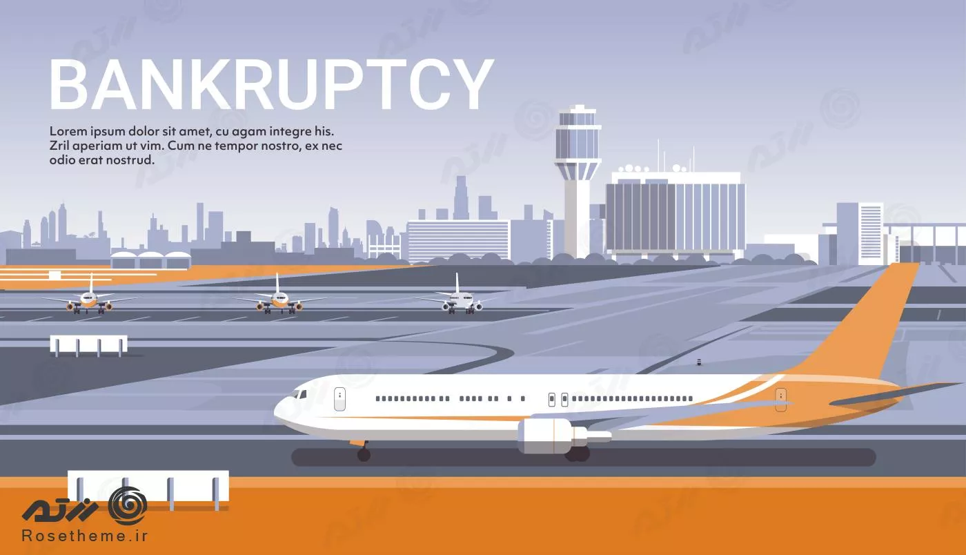 وکتور EPS لایه باز طرح گرافیکی هواپیما در فرودگاه مناسب بنر وبسایت یا پوستر تبلیغاتی 21917