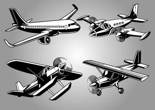 وکتور EPS لایه باز طرح گرافیکی 4 هواپیما طرح جدید و قدیمی 21919