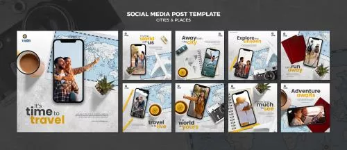 قالب پست اینستاگرام psd رایگان مربوط به سفر و مسافرت 21925