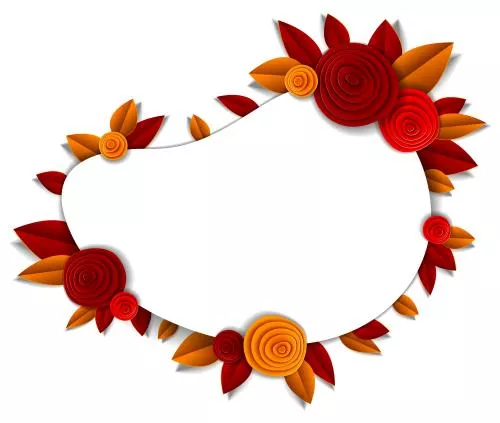 وکتور قاب و حلقه گل‌ها و برگ‌های پاییزی گرد به همراه جای متن و عکس وکتور EPS لایه باز 21957