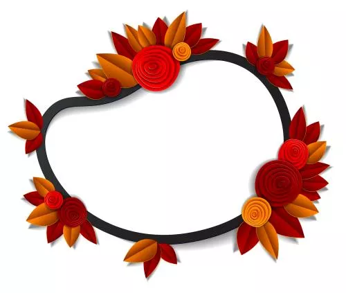 وکتور قاب و حلقه گل‌ها و برگ‌های پاییزی گرد به همراه جای متن و عکس وکتور EPS لایه باز 21959