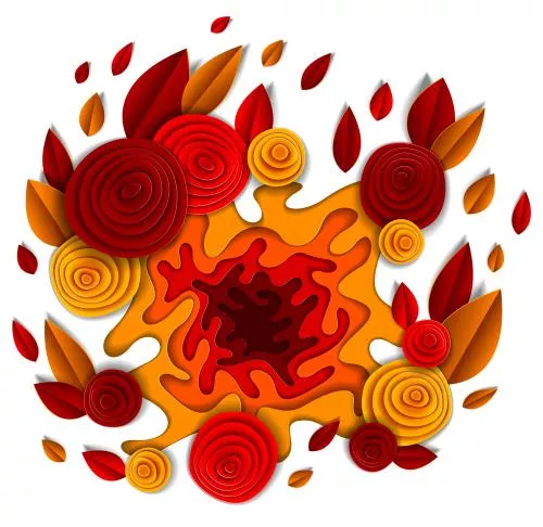 وکتور طرح گرافیکی گل ها و برگ های پاییزی فایل EPS لایه باز 21961