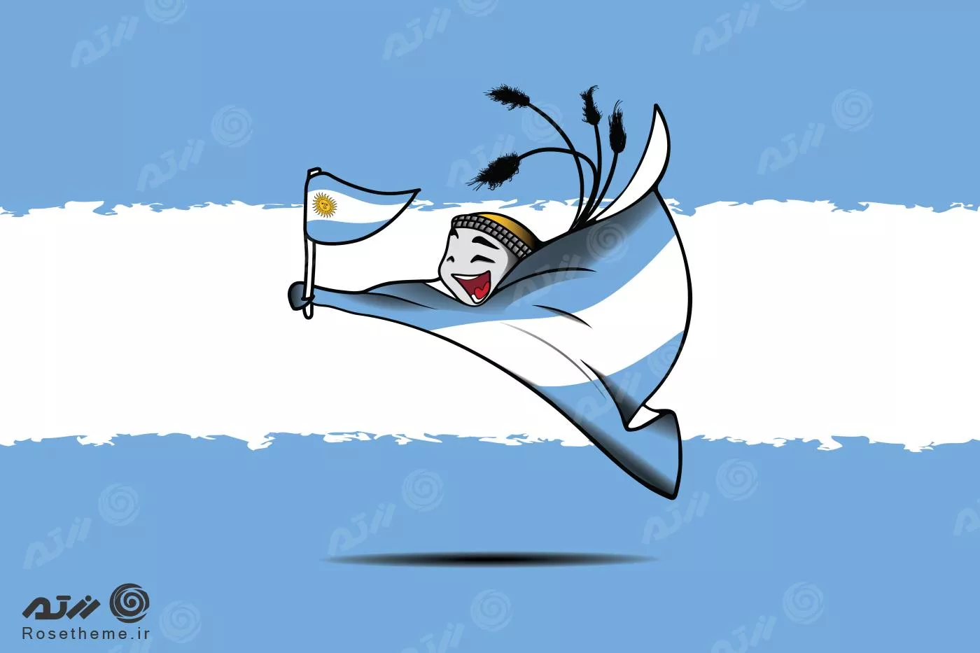 وکتور طرح گرافیکی نماد جام‌جهانی 2022 قطر لعیب با پرچم تیم ملی آرژانتین فایل EPS لایه باز 23320