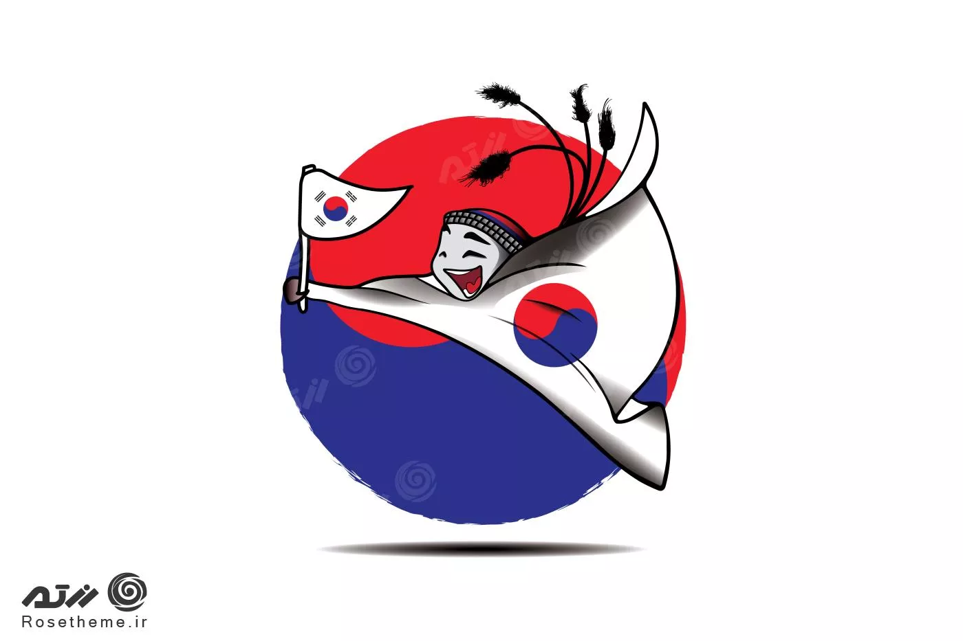 وکتور طرح گرافیکی نماد جام‌جهانی 2022 قطر لعیب با پرچم تیم ملی کره‌ جنوبی فایل EPS لایه باز 23329