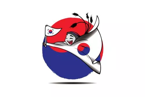 وکتور طرح گرافیکی نماد جام‌جهانی 2022 قطر لعیب با پرچم تیم ملی کره‌ جنوبی فایل EPS لایه باز 23329