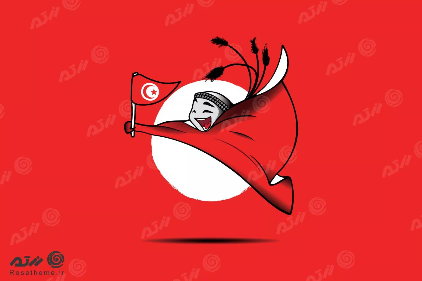 وکتور طرح گرافیکی نماد جام‌جهانی 2022 قطر لعیب با پرچم تیم ملی تونس فایل EPS لایه باز 23333