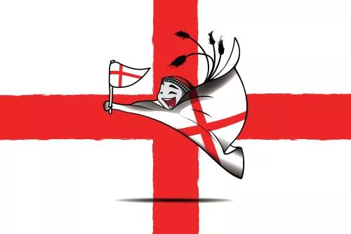 وکتور طرح گرافیکی نماد جام‌جهانی 2022 قطر لعیب با پرچم تیم ملی انگلیس فایل EPS لایه باز 23336