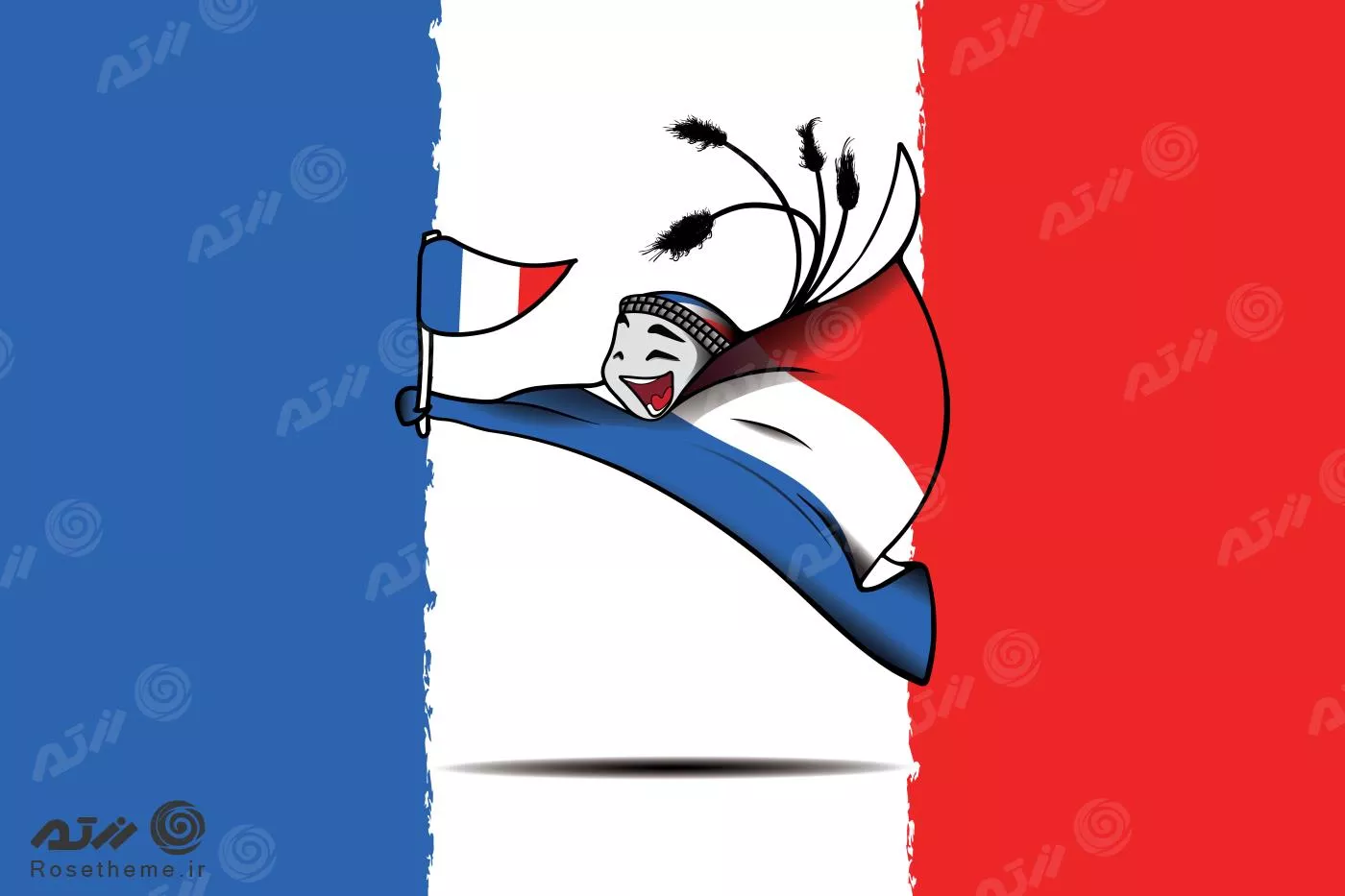 وکتور طرح گرافیکی نماد جام‌جهانی 2022 قطر لعیب با پرچم تیم ملی فرانسه فایل EPS لایه باز 23337